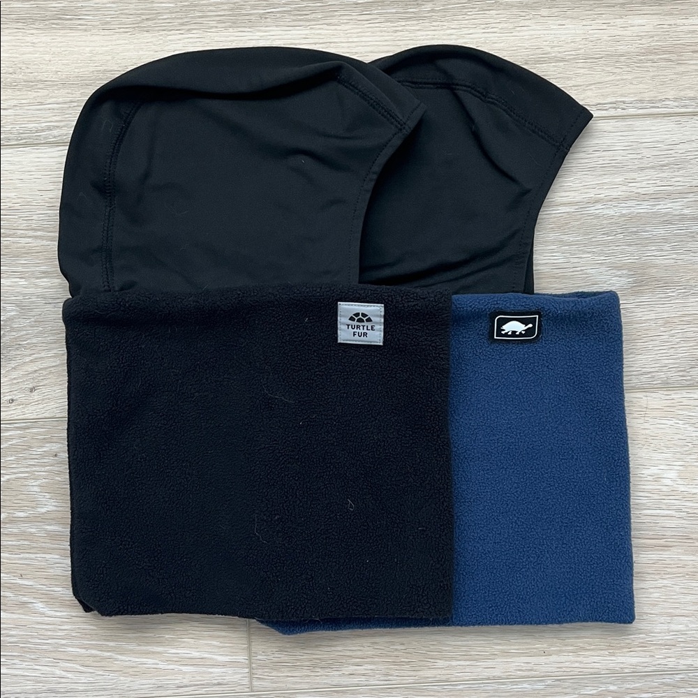 Kids Black and Navy Hooded Scarf 2-pack
